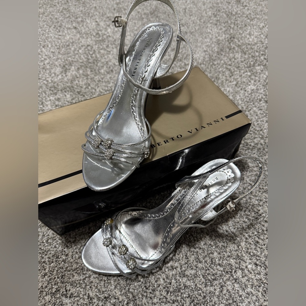 Roberto Vianni Silver Slingback Heels